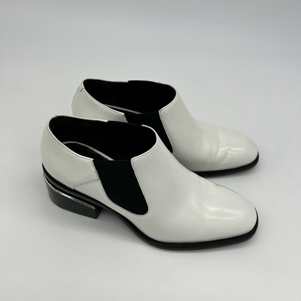 Alexander Wang Kori White Chelsea Leather Cutout Heel Chelsea Ankle Boots Size 6 - Picture 13 of 16